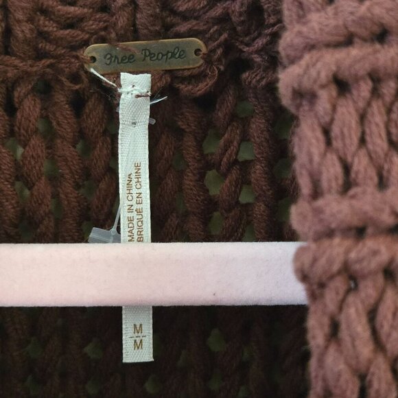 Free People My Only Sunshine Cowl Neck Sweater Chunky Knit Maroon Size M - Picture 7 of 9